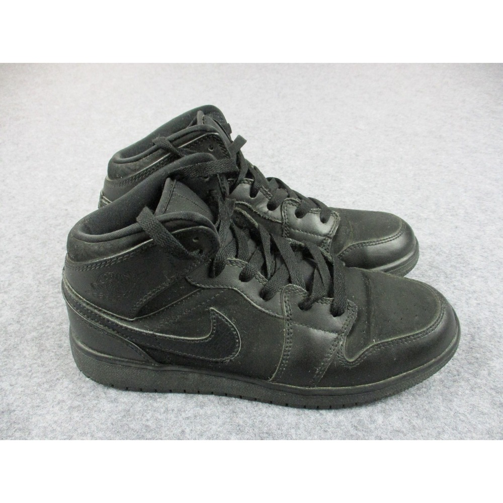 Jordan Shoes Kids 5 1/2 Black Air Jordan 1 Mid Triple Lace Up Sneakers Youth‎